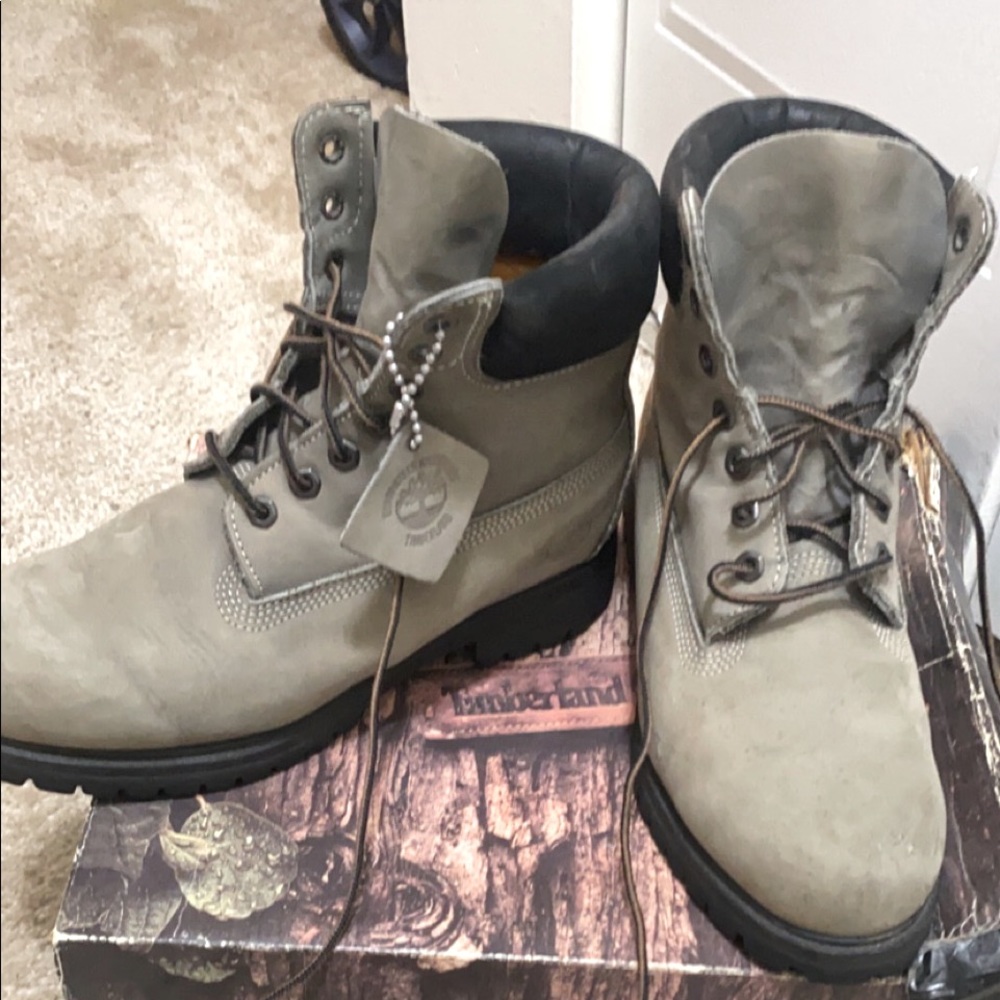 Gray and black Timberland